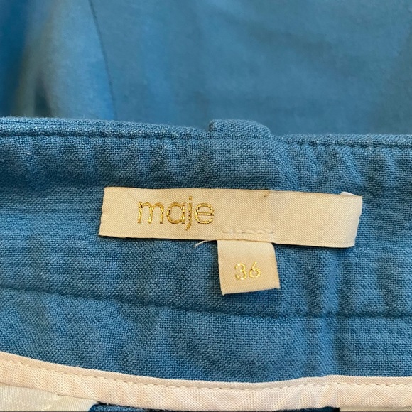 Maje High Rise Slim Fit Chino Knit Shorts Blue Sz 36 Small - Picture 6 of 10
